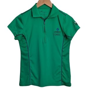 Peter Millar Golf Polo Zurich Classic Small Green Blue Half Zip Short Sl…